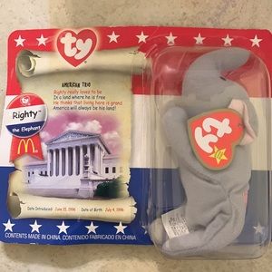 McDonalds Happy Meal TY Beanie Babies~ Righty the Elephant